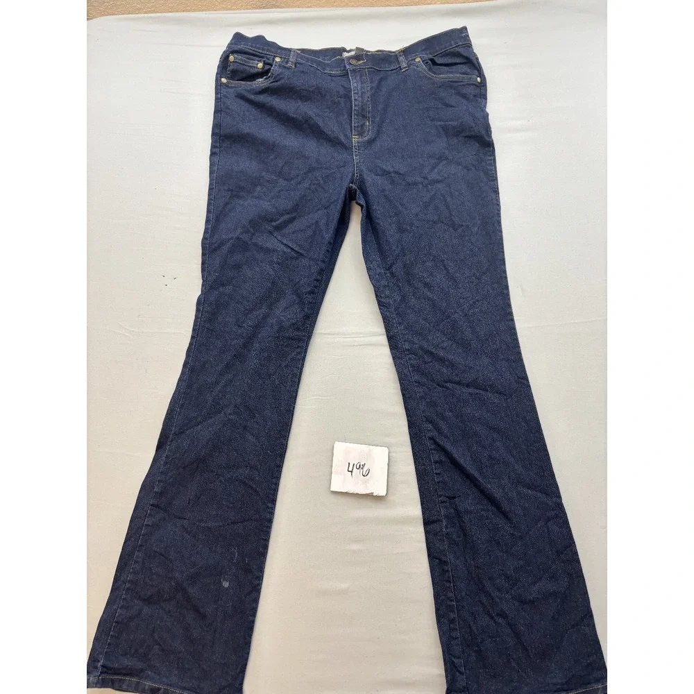 Woman Within Women's Size 14W Plus Dark Wash Bootcut Denim Jeans Mid Rise
